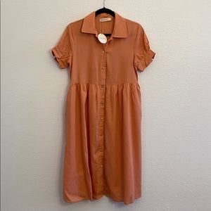 Orange Linen Blend Dress